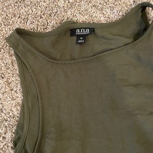 A.N.A. Flowy Layered Tank Top Hunter Olive Green Size Medium (JCPenny)